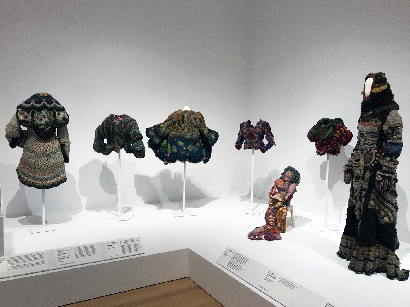 Installation view of Off the Wall: American Art to Wear at the Philadelphia Museum of Art, with work by Marika Contompasis, Dina Knapp, Sharron Hedges, and Janet Lipkin (courtesy Janet Lipkin)