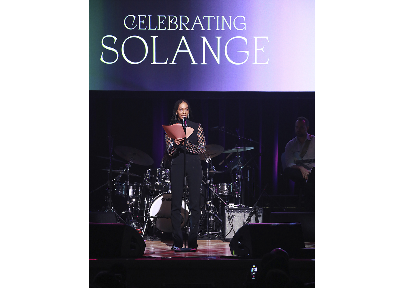 Solange Knowles speaks onstage at the Lena Horne Prize Event Honoring Solange Knowles Presented by Salesforce at the Town Hall on February 28, 2020, in New York City (photo by Jason Mendez/Getty Images for the Town Hall)