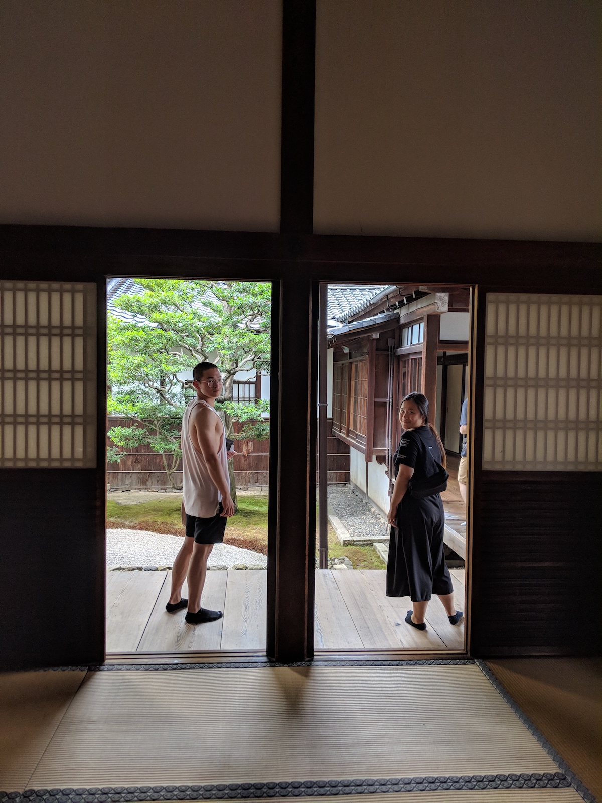 Pratt students Liu Pintian (Ray) and Ng Fay at Kennin-ji Temple in Kyoto